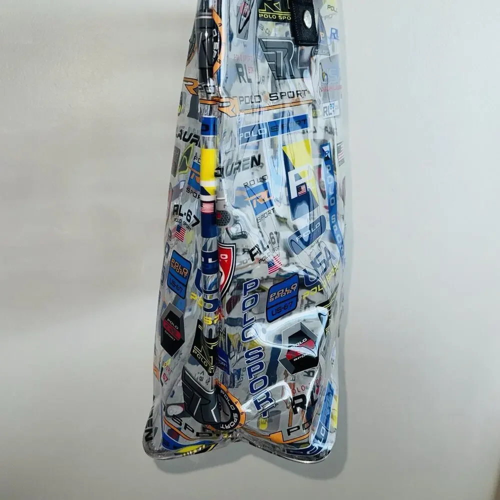 Vintage NEW Polo Sport Ralph Lauren XL Clear PVC Racing Jacket Tote Bag Mens Uni